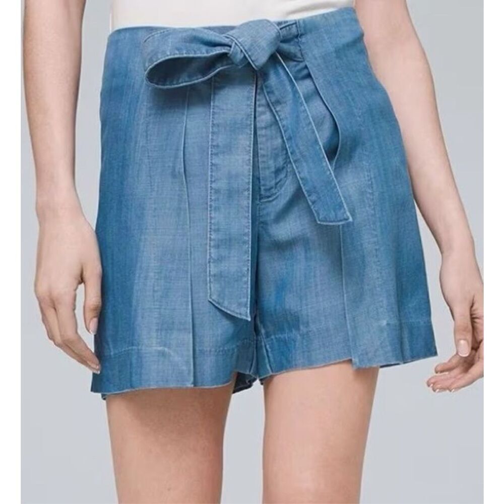 White House Black Market Chambray Tie Front Skort Size 10